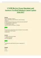 CNOR Exam Questions and Answers Verified Solutions Latest Update 2026&sol;2027
