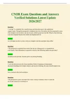 CNOR Exam Questions and Answers Verified Solutions Latest Update 2026&sol;2027