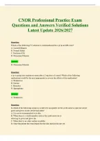 CNOR Exam Questions and Answers Verified Solutions Latest Update 2026&sol;2027
