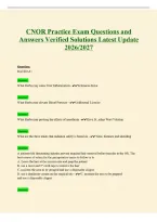 CNOR Exam Questions and Answers Verified Solutions Latest Update 2026&sol;2027