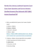 Florida Civic Literacy Landmark Supreme Court &NewLine;Cases Exam Questions and Correct Answers &NewLine;&lpar;Verified Answers&rpar; Plus Rationale 2027 Q&A&vert; &NewLine;Instant Download Pdf