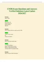 CNOR Exam Questions and Answers Verified Solutions Latest Update 2026&sol;2027