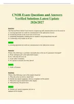 CNOR Exam Questions and Answers Verified Solutions Latest Update 2026&sol;2027