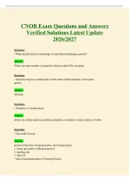 CNOR Exam Questions and Answers Verified Solutions Latest Update 2026&sol;2027