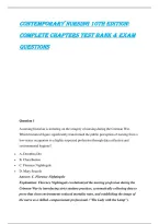 Contemporary Nursing 10th Edition&colon; Complete Chapters Test Bank & Exam Questions
