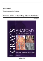 Test Bank for Gray's Anatomy for Students 4th Edition by Richard L&period; Drake&comma; A&period; Wayne Vogl&comma; Adam W&period; M&period; Mitchell &vert; All Chapters 1 - 8 Covered &vert; Anatomy & Physiology Exam Prep Latest 2026
