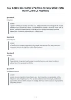 Asq Green Belt Exam Updated Actual Questions&NewLine;With Correct Answers
