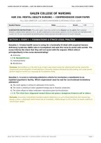 Galen College NUR 256 Mental Health Nursing Exams 1&ndash;4 Fall 2026 Questions and Answers &vert; A&plus; Study Guide