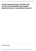Swedish massage test Exam &vert; Questions with Correct Answers 2026&sol;2027 latest update&excl;&excl; - Questions & Answers &vert; Latest Already Graded A&plus;&NewLine;