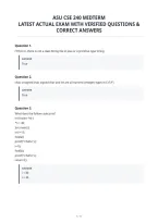Asu Cse 240 Midterm&NewLine;Latest Actual Exam With Verified Questions &&NewLine;Correct Answers