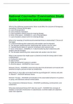 National Counsellor Examination Study Guide Questions and Answers