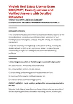 Virginia Real Estate License Exam 2026&sol;2027 &vert; Exam Questions and Verified Answers with Detailed Rationales