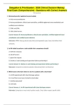 Delegation & Prioritization - 2026 Clinical Decision Making&colon;&NewLine;Final Exam &lpar;Comprehensive&rpar; - Questions with Correct Answers