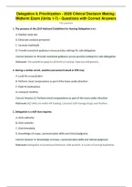 Delegation & Prioritization - 2026 Clinical Decision Making&colon;&NewLine;Midterm Exam &lpar;Units 1-7&rpar; - Questions with Correct Answers