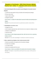 Delegation & Prioritization - 2026 Clinical Decision Making&colon;&NewLine;Practice Test 1 &lpar;Units 1-7&rpar; - Questions with Correct Answers