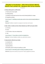 Delegation & Prioritization - 2026 Clinical Decision Making&colon;&NewLine;Practice Test 2 &lpar;Units 8-13&rpar; - Questions with Correct Answers