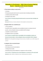 Delegation & Prioritization - 2026 Clinical Decision Making&colon;&NewLine;Exam 2 - Questions with Correct Answers