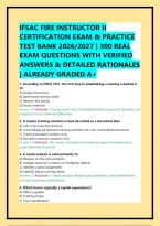 Ifsac Fire Instructor Ii Certification Exam & Practice Test Bank 2026&sol;2027 &vert; 300 Real Exam Questions With Verified Answers & Detailed Rationales &vert; Already Graded A&plus;
