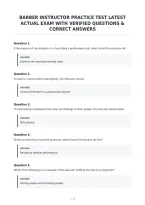 Barber Instructor Practice Test Latest&NewLine;Actual Exam With Verified Questions &&NewLine;Correct Answers&NewLine;