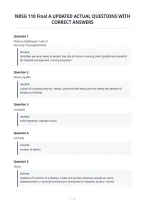 Nrsg 110 Final A Updated Actual Questions With&NewLine;Correct Answers