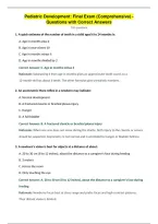 Pediatric Development&colon; Final Exam &lpar;Comprehensive&rpar; &NewLine;Pediatric Development&colon; Final Exam &lpar;Comprehensive&rpar; &NewLine;Questions with Correct Answers