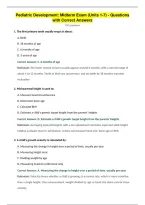 Pediatric Development&colon; Midterm Exam &lpar;Units 1-7&rpar; - Questions&NewLine;with Correct Answers