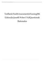 Health Assessment in Nursing &lpar;8th Edition&rpar; by Janet R&period; Weber &vert; Full Questions & Rationales Test Bank&NewLine;