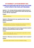 Wv Pharmacy Law Exam Newest &NewLine;Complete Questions And Detailed Solutions&NewLine;Latest Update This Year Just Released