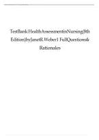 Health Assessment in Nursing &lpar;8th Edition&rpar; by Janet R&period; Weber &vert; Full Questions & Rationales Test Bank&NewLine;