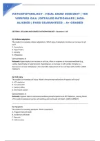 Pathophysiology - Final Exam 2026&sol;2027 &vert; 100 Verified Q&A &vert; Detailed Rationales &vert; Ngn-Aligned &vert; Pass Guaranteed &ndash; A&plus; Graded