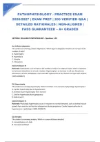 Pathophysiology - Practice Exam 2026&sol;2027 &vert; Exam Prep &vert; 200 Verified Q&A &vert; Detailed Rationales &vert; Ngn-Aligned &vert; Pass Guaranteed &ndash; A&plus; Graded