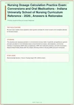 Nursing Dosage Calculation Practice Exam&colon; Conversions and Oral Medications &vert; Indiana University School of Nursing Curriculum Reference &vert; Questions & Answers & Rationales &vert; 2026&sol;2027&NewLine;