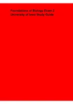 Foundations of Biology Exam 2 University of Iowa Study Guide