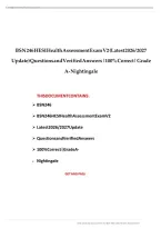 BSN 246 HESI Health Assessment Exam V2 &lpar;Latest 2026&sol; 2027 Update&rpar; Questions and Verified Answers &vert;100&percnt; Correct&vert; Grade A- Nightingale&NewLine;