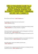 Fire Extinguisher Exam Fully &NewLine;Solved & Updated 2026-2027 &NewLine;&lpar;Latest Version Verified For &NewLine;Accuracy&rpar; &lpar;Questions &plus; Answers&rpar; &NewLine;Solved 100&percnt; Correct&excl;&excl; 