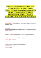 Fire Extinguisher License Test &NewLine;Exam Newest Actual Exam &NewLine;Complete Questions And Correct &NewLine;Detailed Answers &lpar;Verified &NewLine;Answers&rpar; &vert;Already Graded &NewLine;A&plus;&vert;&vert;Brand New Version 2026&sol;2027&excl;&excl;&excl; 