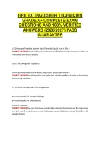 Fire Extinguisher Technician &NewLine;Grade A&plus; Complete Exam &NewLine;Questions And 100&percnt; Verified &NewLine;Answers &lpar;2026&sol;2027&rpar; Pass &NewLine;Guarantee 
