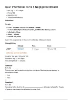 PLST 225 Quiz&colon; Intentional Torts & Negligence Breach &vert; Score 100&sol;100 &vert; Liberty University