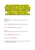 Fire Extinguisher Technician - &NewLine;Fire Inspector 1 Actual Exam All &NewLine;Questions And Well Elaborated &NewLine;Answers Top Rated Version For &NewLine;Already A&plus; Graded Highly &NewLine;Recommended &vert;New And Revised 