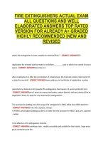 Fire Extinguishers Actual Exam &NewLine;All Questions And Well &NewLine;Elaborated Answers Top Rated &NewLine;Version For Already A&plus; Graded &NewLine;Highly Recommended &vert;New And &NewLine;Revised 