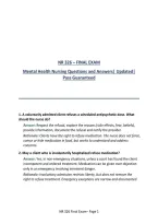 NR 326 &ndash; FINAL EXAM Mental Health Nursing Questions and Answers&vert; Updated&vert; Pass Guaranteed&NewLine;