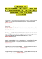 Portable Fire &NewLine;Extinguishers Grade A&plus; Complete &NewLine;Exam Questions And 100&percnt; Verified &NewLine;Answers &lpar;2026&sol;2027&rpar; Pass &NewLine;Guarantee