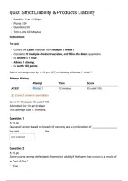PLST 225 Quiz&colon; Strict Liability & Products Liability &vert; Score 95&sol;100 &vert; Liberty University