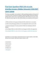 Final Exam Questions PEDS with Accurate &Verified Answers &lpar;Walden University&rpar; 2026&sol;2027 Latest Update