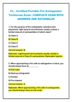 2026-2027 Latest Fe &ndash; Certified Portable Fire Extinguisher&NewLine;Technician Exam &vert; COMPLETE EXAM WITH&NewLine;ANSWERS AND RATIONALES 