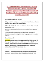 FE &ndash; Certified Portable Fire Extinguisher Technician&NewLine;Practice Examination &ndash; Newest Evaluated 100&&NewLine;Complete Approved Comprehensive Exam&vert; Real 200&NewLine;Questions With Answers And Rationales&vert; Rated A&plus; &vert;&NewLine;Instant Download Pdf&ast;&ast;