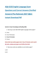 AQA GCSE English Language Exam &NewLine;Questions and Correct Answers &lpar;Verified &NewLine;Answers&rpar; Plus Rationale 2027 Q&A&vert; &NewLine;Instant Download Pdf