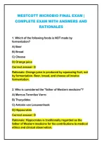 2026-2027 Latest Westcott Microbio Final Exam &vert;&NewLine;Complete Exam With Answers And&NewLine;Rationales