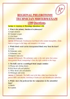 Regional Phlebotomy Technician Midterm Exam &vert; 200 Questions and Answers with Correct Answers & Detailed Rationales&NewLine;