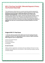 This comprehensive clinical resource is a premier test bank explicitly engineered for graduate nursing and family nurse practitioner students preparing for the high-stakes Chamberlain University NR 511 Differential Diagnosis and Primary Care Practicum Fin